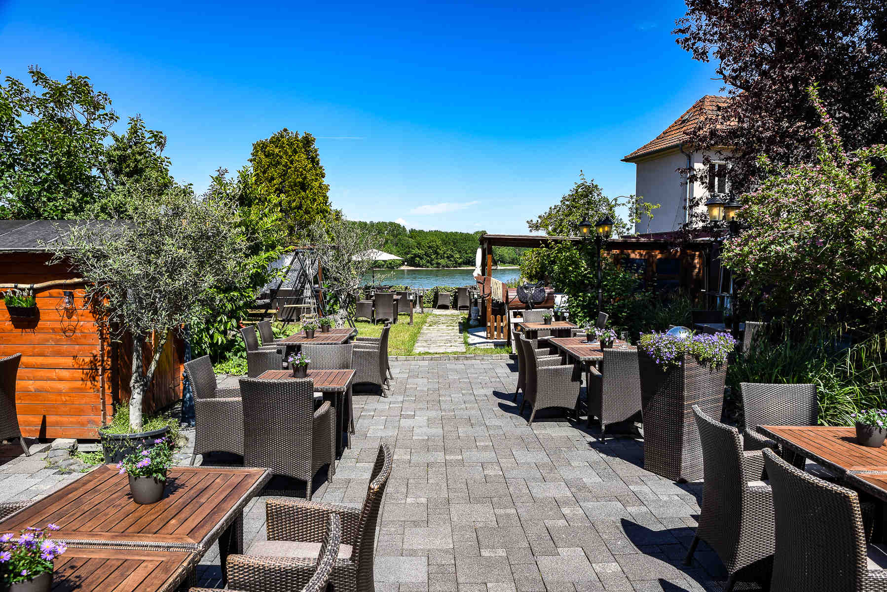 Sonnenterrasse mit Blick zum Rhein